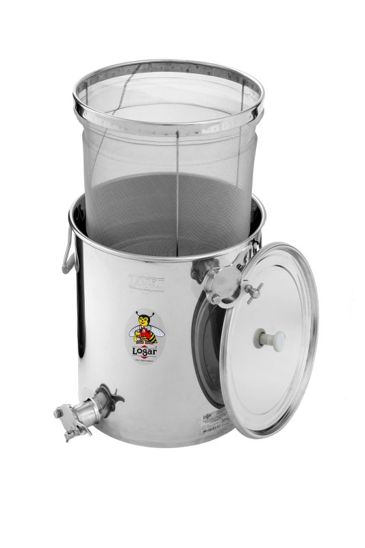 Logar cuba colectora con colador fino, 30 kg, dos grifos