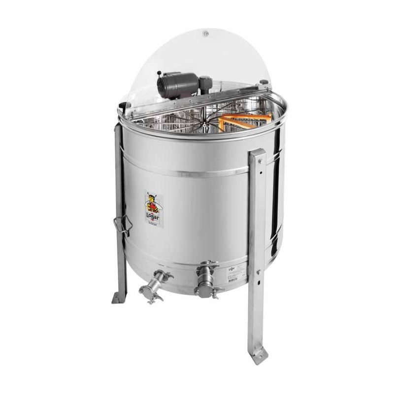 Logar extractora radial para 12 marcos con rejilla protectora, cuba 76 cm, motor 110 W, marcos 26 x 48 cm