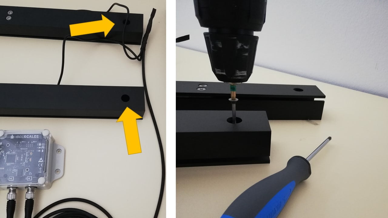 Si es necesario, fijar los sensores de peso a la superficie