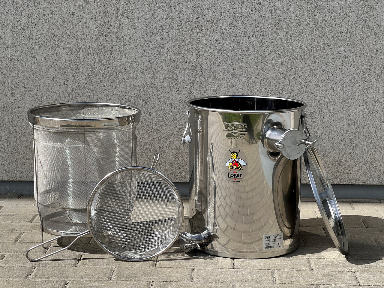 Logar Cubo colador de apoyo de 35 kg con colador que no se obstruye