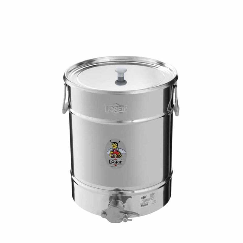 Recipiente de envasado Logar 35 kg con fondo inclinado y tapa de apoyo