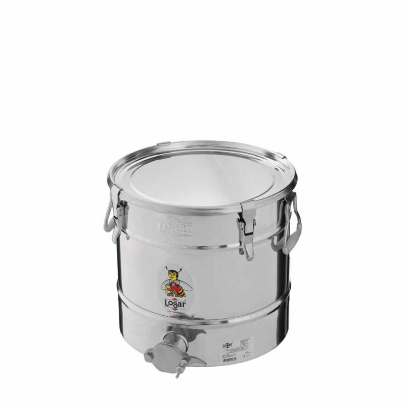 Depósito de envasado Logar 25 kg con fondo inclinado y 4 cierres de anilla