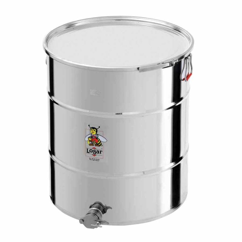 Recipiente de envasado Logar 170 kg con cierre de aro, acero inoxidable